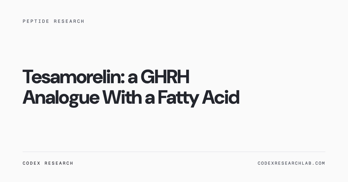 A 44-residue GHRH analogue with a fatty acid group, and what its certificate shows.